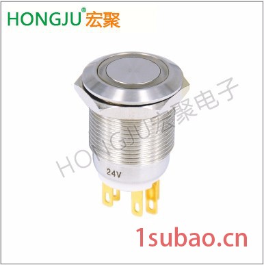 hongju/宏聚按钮开关防水按键开关 常开常闭自锁复位带灯按钮开关 工厂直销金属按键开关PB-02A-MF图3