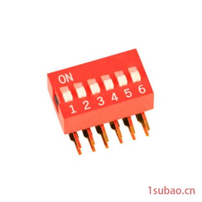 德崧6位 侧拨开关 间距2.54MM 红色 DIP switches 拨码开关