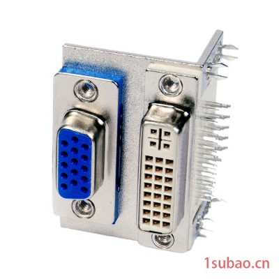 双胞胎双层连接器 VGA15/DVI24+5间距15.88主板视频插座连接器厂