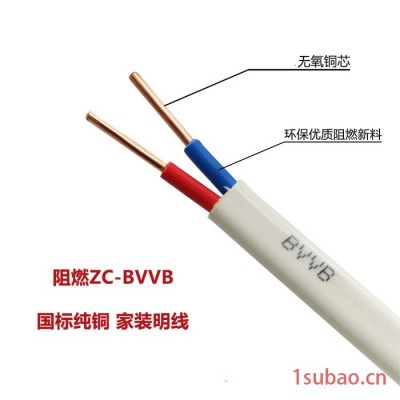 金环宇电线电缆阻燃ZC-BVVB2X4平方家装插座用护套铜芯电线