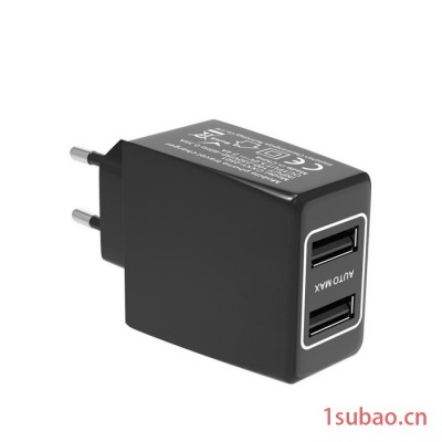 CXXY-0501 CE认证 智能识别充电器 5V2.4A欧规双USB手机充快速电器 苹果安卓手机充电器
