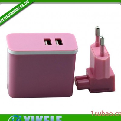 双USB充电器 双输出2A 通用双口电源适配器 2USB充电器 旅行充