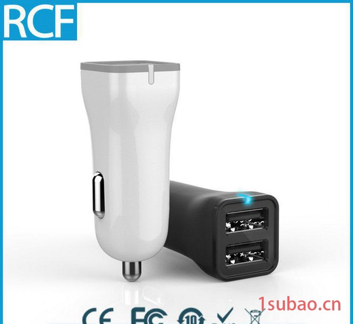 直销 双USB车载充电器 一拖二手机车用充电器 可OEM