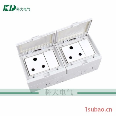 科大电气  KD-2SAS型号二位单控开关加二位南非插座 IP55防水插座