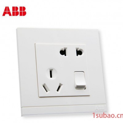【ABB插座】由悦/白色/五孔带开关插座-AG22553-WW;10121810