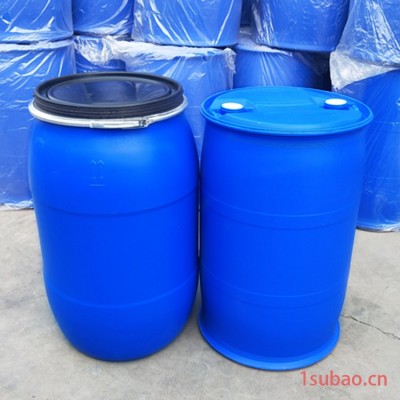 200L塑料桶化工桶全新蓝色200升塑料桶铁箍桶法兰桶