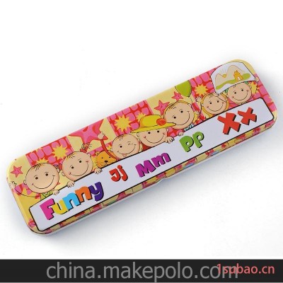 优质马口铁笔盒 可爱卡通中双层文具盒 马口铁文具盒 多功能文具