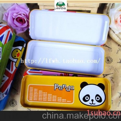 13A2 大熊猫 爱菲铁塔铁皮双层文具盒