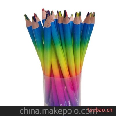 浙江义乌福佑笔业专业供应 各类型铅笔 精美四色同心彩色铅笔批发