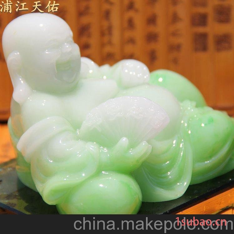 新款香水座 汽车香水座批发 拉丝玉绿平安扇佛车载香水高档香水座图2