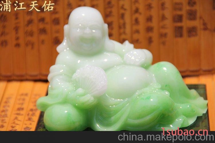 新款香水座 汽车香水座批发 拉丝玉绿平安扇佛车载香水高档香水座图3