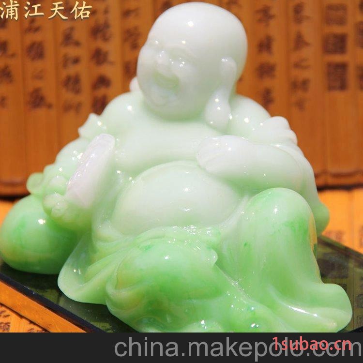 新款香水座 汽车香水座批发 拉丝玉绿平安扇佛车载香水高档香水座图4
