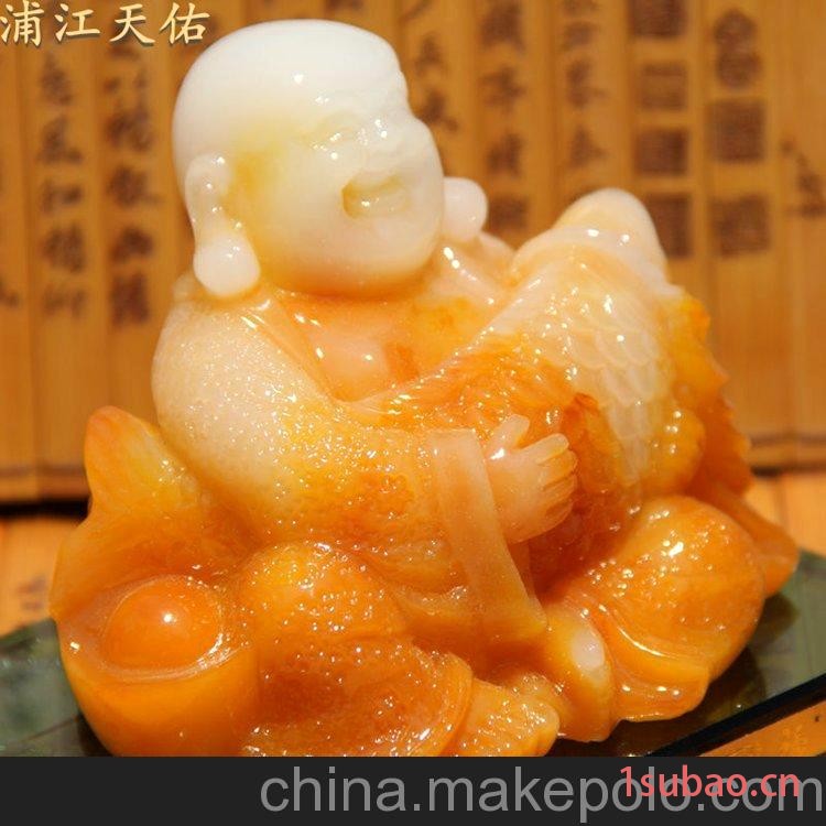 新款香水座 汽车香水座批发 拉丝玉黄抱鱼佛 车载香水 高档香水座图6