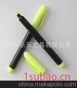 厂家批发单头插套黑杆的黄色荧光笔