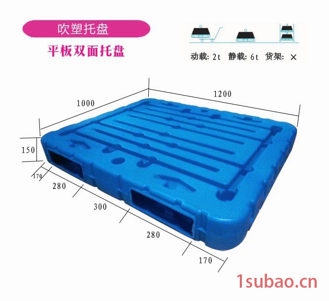 1210双面吹塑塑料托盘1.2米乘1米吹塑托盘生产厂家