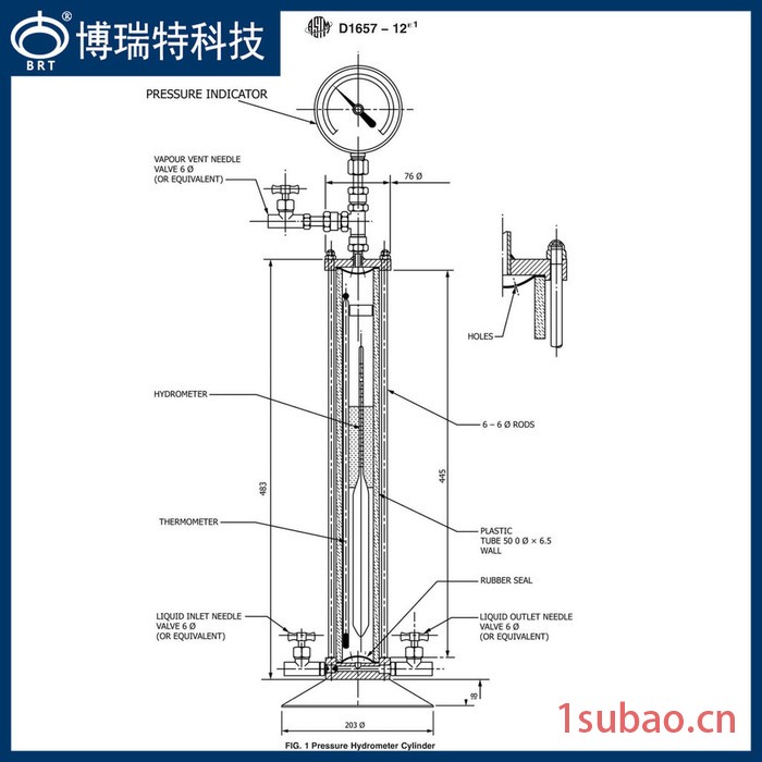 BYM型【符合SH/T0221液化石油气密度或相对密度测定法(压力密度法）】1.4Mpa LPG液化石油气压力密度计圆筒图7