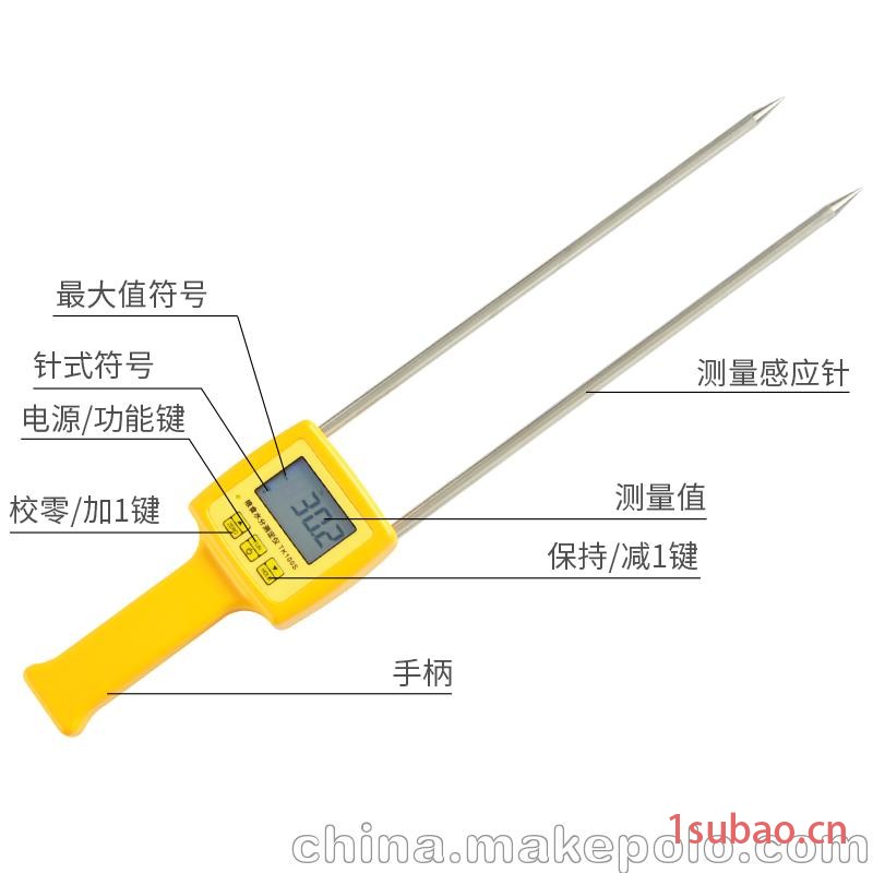 供应江西谷物大米水分测量仪TK100S  福建插针式粮食水分计图3