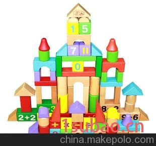 幼得乐80粒数字积木 榉木实木