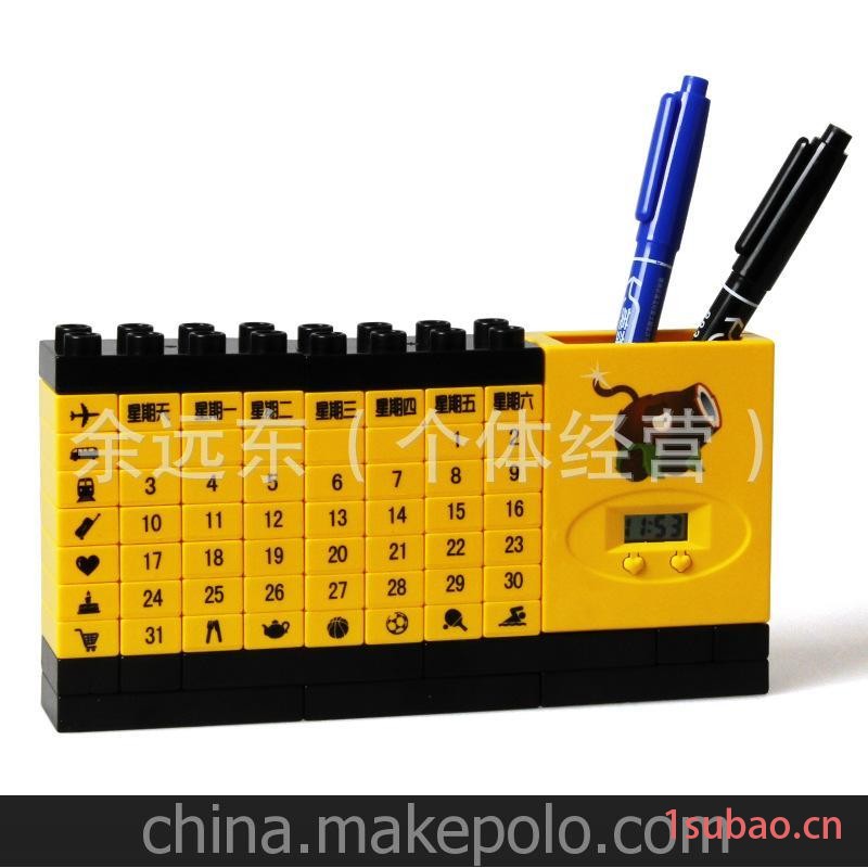 百变积木 日历数字积木拼插 小颗粒启蒙拼装 办公DIY玩具积木外贸图2