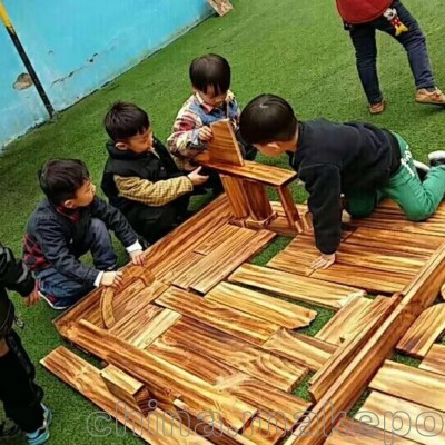 幼儿园户外碳化构建积木 儿童益智搭建积木 区角积木玩具