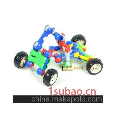 正品骨架灵活运用赛车 塑料积木玩具动手创造 幼儿园桌面玩具批发