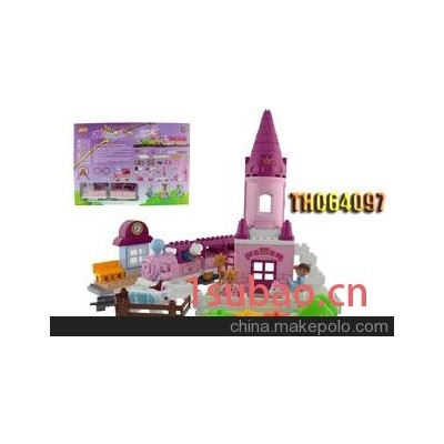 益智系列--电动积木灯光声音轨道火车带城堡（TH064097/064095）