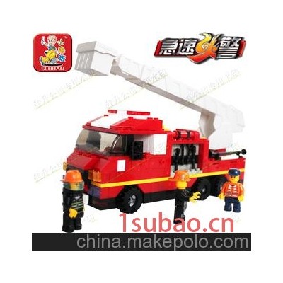 兼容乐高万格开智儿童益智拼装积木 消防系列-云梯车益智玩具现货