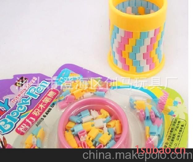 创马玩具厂直销智力积木笔筒 蒙牛促销赠品智力笔筒 152只积木图2