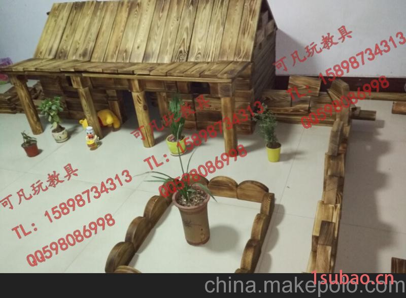 幼儿园小木屋 大型碳化积木 幼儿园环保积木图4