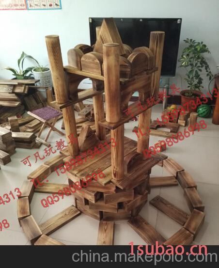 幼儿园小木屋 大型碳化积木 幼儿园环保积木图2