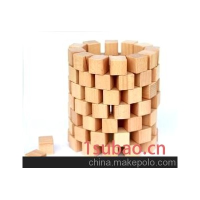 儿童玩具原木榉木散装积木 正方体立体方积木木制 木质玩具积木
