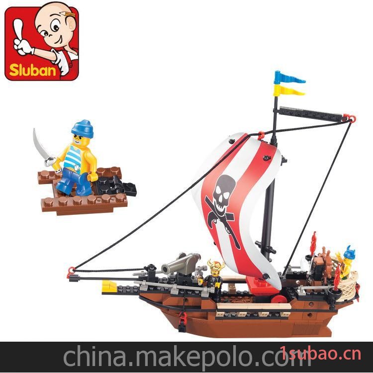 小鲁班B0279加勒比海盗船拼装塑料积木批发 热销儿童益智模型玩具