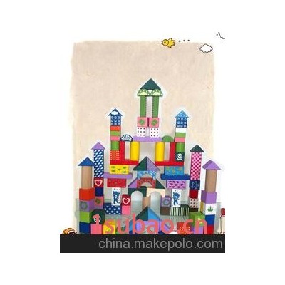 100PCS 缤纷印花积木