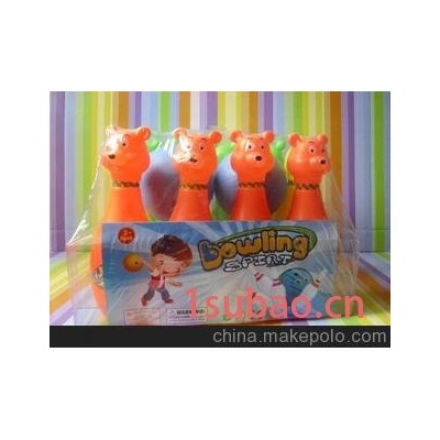 儿童塑料玩具 大号球瓶+2球 卡通动物保龄球套 运动玩具