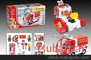 电动万向消防车，塑料玩具，电动玩具，DIY玩具