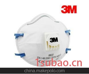 供应3M8822 FFP2防护口罩 带呼吸阀 防尘口罩图2