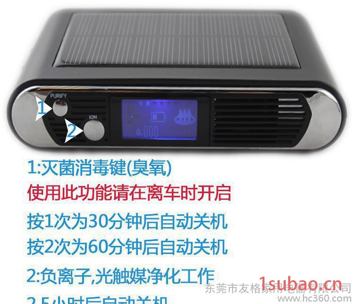 新款电子车载空气净化器 触摸式车载两用空气净化器图2