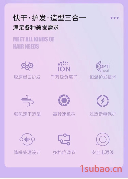 电吹风家用小功率学生宿舍可折叠便携式电吹风筒蓝光不伤发可定制图2