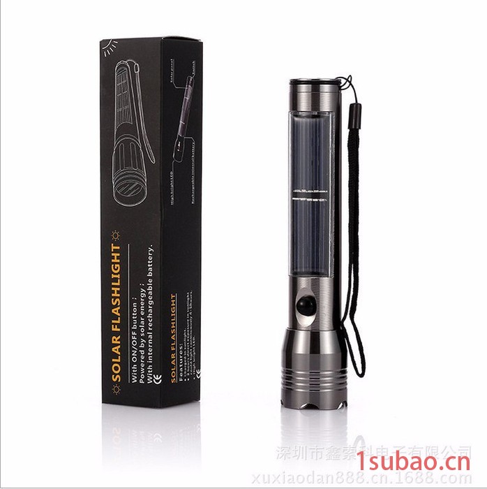 代发太阳能LED实用礼品手电筒强光远射强光手电led铝合金USB充电图5