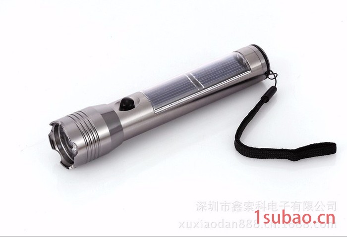 代发太阳能LED实用礼品手电筒强光远射强光手电led铝合金USB充电图2