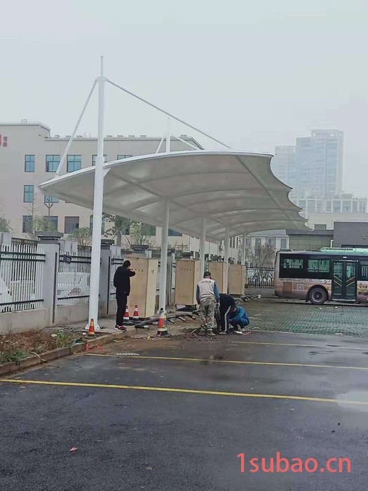 玺恒Q235 膜结构停车棚户外车棚膜结构汽车棚遮阳棚雨棚自行车棚张拉膜车棚设计图3