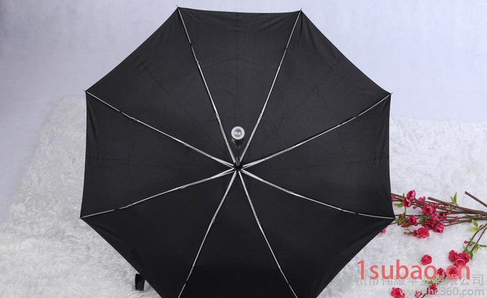 定制三折铝超轻一键开收自动开收LED灯光雨伞 LED手电筒伞