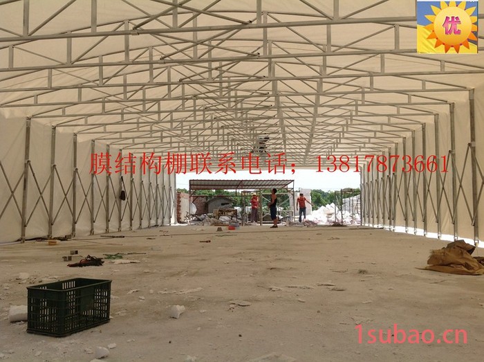 杭州松彩活动推拉棚膜结构车棚 雨篷 钢化玻璃棚 张拉膜景观蓬 阳光房 膜布加工 膜布批发图4