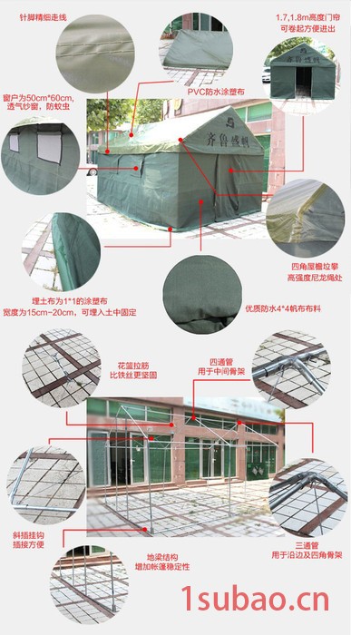 齐鲁盛帆帐篷,四季帆布帐篷,工地施工住人,室外活动摊位帆布帐篷,耐磨抗风。图6