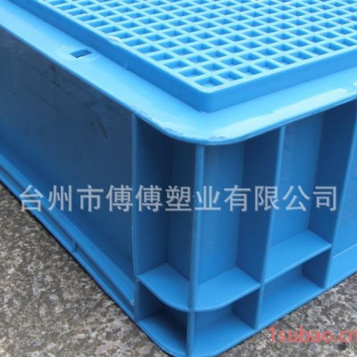 塑料周转箱 蓝色可叠加物流箱不带盖侧面可插标签1020