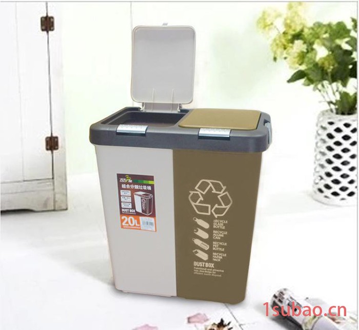 直批垃圾桶塑料分类垃圾桶户外创意有盖卫生桶 家用环保垃圾篓