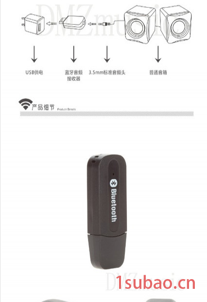 供应4.0车载蓝牙接收器可连接汽车音响播放音乐手机充电图2