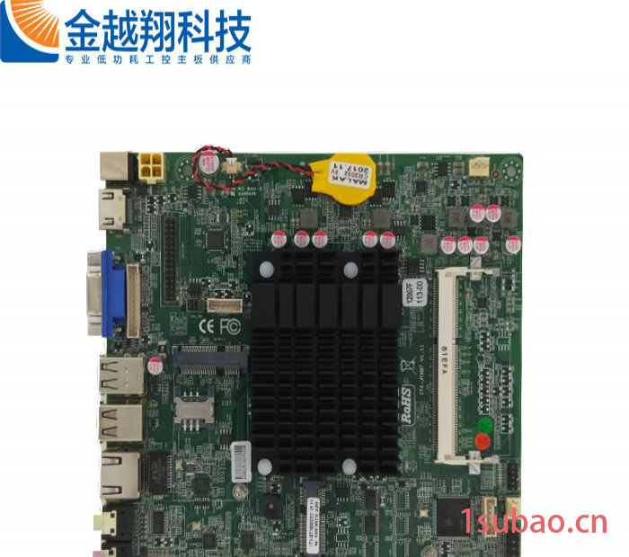 金越翔赛扬系列BT1800D2C MINI  低工耗  工控主板 X86架构 DC供电 2串口 6个USB  无风扇设计