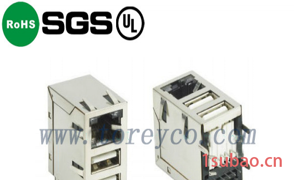 JWO-0006NL RJ45+双层USB网络接口 百兆带灯