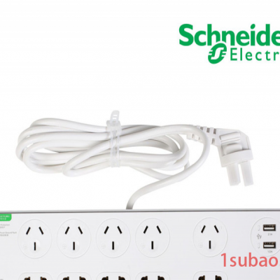 施耐德 EPB6BCSU 10A 10位防浪涌插座 LED灯及USB插孔